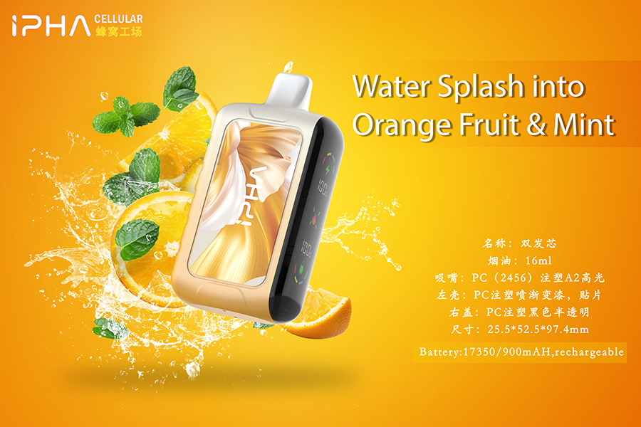 Water splashing on Fresh Sliced ​​oranges fruit over Orange background